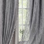 Mix & Match Curtains for Living Room - 2 Pieces Grey 100% Blackout Window Curtains and 2 Pieces Rose Floral Grey Lace Sheer Curtains for Kids Girls Bedroom, 52" W x 63"L, Grommet, Set of 4 Panels