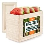 HAAGO - 10" Heavy Duty Sugarcane Bagasse Serving Platter Disposable Trays for Hot & Cold Food, Eco-Friendly Biodegradable and Compostable Plates for Barbecue Party - 26cm x 12cm (200 Pack)