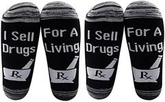 LEVLO Pharmacist Gift Pharmacist Socks I Sell Drugs for a Living Cotton Sokcs Pharmacy Student Gift (2 Pairs/Set-BLACK)