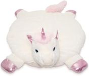 Bearington Baby Dreamer Baby Play Mat, 30 x 30 Inch White and Pink Unicorn Plush Stuffed Animal Blanket