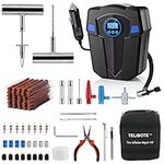 Tire Repair Kit, Tire Plug Kit, Heavy Duty Flat Tire Repair Kit With 12V Portable Air Compressor With LED Light For SVU, Car, Motorcycle, Truck, RV And Other Tire Repair