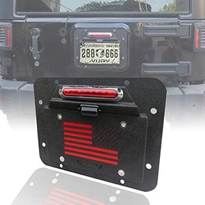 Vijay Tioyar Spare Tire Delete License Plate Relocation Kit w/Plate Illuminate Light & Third Brake Light for 2007-2017 Wrangler JK JKU & Unlimited