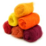 Woolbuddy Needle Felting Wool Roving Bag,Beautiful Roving Wool, Handmade Sheepwool, Zero Waste Kit, for Needle Felting Beginner and Adult, Wet Felting, Felting Supplies and Felting Soap (Red Orange)