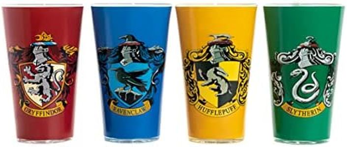 Paladone Harry Potter Hogwarts House Crest Glasses - Set of 4 - Official Merchandise