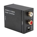 HiperAds RCA Analog to Digital Optical Toslink Coaxial Audio Converter Adapter with Optical Cable