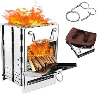 WADEO Estufa de Camping Estufa de Leña, Estufa de Leña Portátil, Estufa Plegable Parrilla de Camping de Acero Inoxidable para Actividades al Aire Libre, Senderismo, Picnic, Barbacoa y Cazar