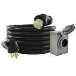 Conntek GIB1450-025 50 Amp DUO-RainSeal Kit NEMA 14-50P 4 Prong Temporary Power Cord with Inlet Box, 25'