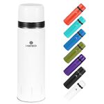 SANTECO Vacuum Flask 1L, Stainless Steel Insulated Water Bottle with 2 Cups Double Walled Travel Metal Coffee Flask for 12hrs Hot/24hrs Cold Drinks - Leakproof Lid Serves As A Cup 1000ml