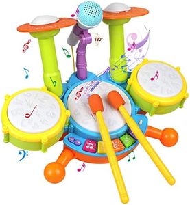 POKONBOY Kids Drum Set Toddler Toys with Adjustable Microphone, Musical Instruments Playset Fit for 3+ Years Old Boys and Girls