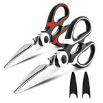 JLJLcio Kitchen Shears, Scissors 2-Pack Heavy Duty Sharp Sturdy Dishwasher Safe Food Scissors With Protective Cover For Chicken,Poultry,Fish,Meat,Herbs,Bbq ,Stainless Steel Shears For Home,Rv,Camper