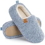 EverFoams Women's Fuzzy Full Slippers Soft Comfy Faux Shearling Memory Foam Indoor House Shoes, Light Blue, 5-6 UK