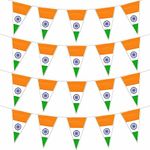 Rozi Decoration Tri Color Hanging Bunting Flag Decorations Items for Home, Office, School Parties, Collage, 15 August Decoration Items, Happy Independence Day Decorations Pack of 2 Set Bunting Flag