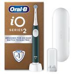 Oral-B iO2 Electric Toothbrush, 1 Gentle Care Toothbrush Head, 1 Travel Case, 1 Travel Refill Holder, Oral B Toothbrush for Adults (Forest Green), Designed by Braun