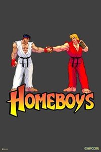 Street Fighter Homeboys Ryu Ken Funny Retro Vintage Art CAPCOM Video Game Merchandise Gamer Classic Fighting Cool Wall Art Print Poster 24x36