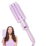 Mermade PRO Hair Waver 0.9" - Small Hair Waver 3 Barrel, Mini Curling Iron 0.9 Inch, Small Ceramic Barrel Waver for Thick, Thin, Long, or Short Hair - 0.9 Inch, Lilac with Glove