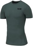 TCA Men Pro Performance Compression Base Layer Short Sleeve Thermal Top - Darkest Spruce, M