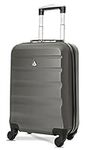 Aerolite Lightweight 55cm Hard Shell 34L Travel Carry On Hand Cabin Luggage Suitcase 4 Wheels, Approved for Ryanair Priority, British Airways, Virgin Atlantic & More, 5 Year Warranty, Charcoal