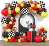 WODJR 126Pcs Racing Car Balloon Garland Racing Car Party Decorations Black Yellow Balloon Garland Racing Car Balloon Black Yellow Balloon for Casino Racing Car Party Decorations