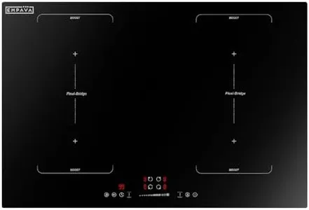 Empava 30 Inch Induction Hob Electric Cooktop, Flat Glass Top Stove with 4 Burners Bridge Function, Timer, Pause, Child Lock, Booster, Slider Level Control, Shutdown, Auto Pan Detection, Black