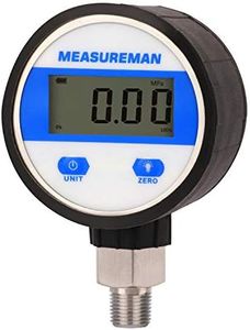 MEASUREMAN 2-1/2" dial, Digital Industrial Vacuum Gauge with 1/4"NPT Lower Mount, Stainless Steel case and Connection, 15psi, 1%,Battery Powered, with LED Light