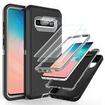 YmhxcY S10 Plus Case with Self Healing Flexible TPU Film[2 Pack] and Camera Lens Screen Protective Film[2 Pack], Heavy Protection Cover for Samsung Galaxy S10 Plus-Black and Grey
