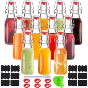 12 Pack 8.5oz Flip Top Glass Bottles,8.5oz swing top glass bottles with airtight lids for Home Brewing,2nd Fermentation,Kombucha,Kefir,Vanilla Extract,Juice,Tea,Beverages,Soda,Oils,Vinegar,Limoncello