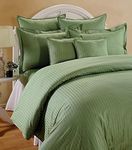 Trance Home Linen Zippered 100% Cotton 200 TC Satin Stripe Queen Duvet Cover Quilt Cover Razai Comforter Cover with 2 Pillow Covers (Queen 90 x 102 inch, Moss Green)