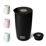 Bottle Bottle Insulated Travel Mug 350ml Stainless Steel Office Coffee Cup with Push Button Lid Keeps Cold and Hot for 8 Hours (Black)