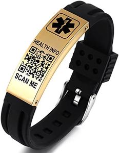 Theluckytag Medical Bracelets for Men Women with QR Code Medical Alert ID Bracelets - Silicone Waterproof Wristband Fits Wrists Up to 9'' - More Space Custom Emergency Medical ID Alert Info