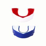 MAUZER Double Layer Sports Mouthguard with Case Boil and Bite Custom Fit Gum Shield with Air Release Breathing System for Boxing MMA Martial Arts Pack of 2 (Blue and Red, Senior)