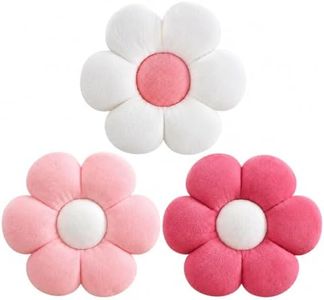 CANGHI 3PCS Flower Pillow,Daisy Throw Pillows,White/Pink 15.7"