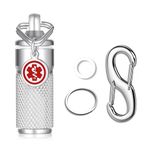 Divoti Small Pill Keychain, Emergency Pill Holder w/Clips, Waterproof Single Chamber Stainless Steel Pill Fob for EDC/Travel