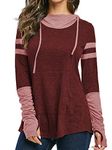 iChunhua Spring Hoodies Women Pullover Blouses and Tops for Women Plus Size Burgundy XXL