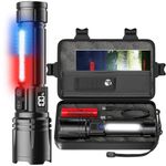 Shadowhawk Torch Light High Power Rechargeable - LCD Display & COB Side Light, 7 Modes Long Range 10000 Lumens XHM90.2 LED Powerful Flashlight, Military Waterproof Torches for Camping/Home/Emergency