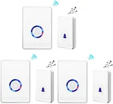 GREENCYCLE 3 Set Wireless Doorbell Door Open Chime, 1312ft Long Range, Adjustable Volume 48 Chimes with LED Flash Door Chime, IP 66 Waterproof Doorbell Button for Home Classroom Office Business