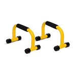 Deviant Buzz Metal Push Up Bar with Foam Handles | Push Up Bar Stand for Gym & Home Exercise, Dips/Push Up Stand for Men & Women (Yellow)