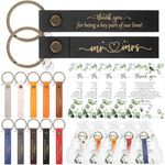 Misdary 50 Sets Wedding Favors for Guests Includes Wedding Keychain PU Leather with Vintage Heart Charm Thank You Cards and Organza Bags Wedding Gifts Wedding Souvenirs for Guests