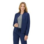 Hanes Women's Scrubs Bomber Jacket, Zip-Up Healthcare Scrub Jacket for Women, Moisture Wicking, Athletic Navy, Small