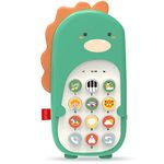 HaiLeTao Baby Cell Phone Toy with Early Education & Music, Learning Educational dinosaur fake phone fun for kids, Sensory Toys for Toddlers Kids Boys and Girls Gifts (Green dinosaur phone)