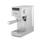 GEEPAS Espresso & Cappuccino Coffee Machine with Milk Frother, 15 Bar Pressure | 1.4L Water Tank Capacity, Thermo Block Heating & Pre-Brew| Detachable Drip Tray | 1450W, Silver