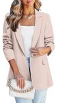 Oyamiki Women's Casual Blazer Long Sleeve Jacket with Pockets Autumn Lightweight Suit Jacket S