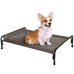 Veehoo Elevated Dog Bed, Outdoor Raised Dog Cots Bed for Medium Dogs, Cooling Camping Elevated Pet Bed with Slope Headrest for Indoor and Outdoor, Washable Breathable, Medium, Brown, CWC2204