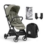 Hauck Fly N Care, Sage Green - Cabin Approved, Ultra Compact & Light Travel Pushchair (7.5kg) with One Hand Fold, Carry Strap & Bag, Seat Liner, Car Seat Adapter, UPF 50+ Sun Canopy, from Birth