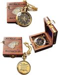 M.A & SONS COMPASS Unisex Personalized Brass Pocket Analog Watch With Wooden Box,Dial-Brown, Band-Gold