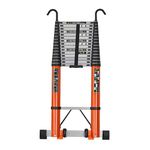 Aluminum Telescopic Ladder with HooksOutdoor Portable Anti-slip LadderLonger Folding Stairs with Mobile Casters 5m-8m (Height 8M/26.25ft)