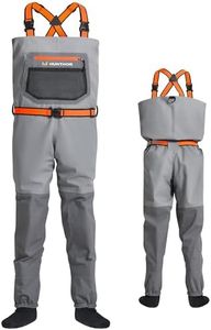 Hunthor Fishing Waders for Men Waterproof Breathable Chest Wader with Insulated Stockingfoot for Fly Fishing, Hunting, Wading (Grey, X-Large)
