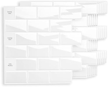 10-Sheet Peel and Stick Backsplash Tile, 12"x12" Peel and Stick Subway Tile, Backsplash Wallpaper, Waterproof & Heat-Resistant, Easy DIY Backsplash for Renters, RVs & Home Decor (Pure White)