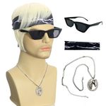 FVCENT Short Blonde Ken Wig Men Short Wig Synthetic Hair Wigs Cosplay Anime Halloween with Headbands Necklace Sunglasses