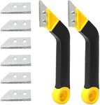 Grout Remover Tool 2 pcs, Tile Grout Cleaners Tile Grout Saw Angled Grout Hand Saw with 8 pcs Diamond Surface Blades Replacement for Tile Grout Cleaning (Black/Yellow)