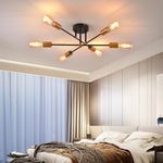 ANWIO 6 Golden Ceiling Lights,Adjustable Black Ceiling Lights Living Room,Chandeliers Ceiling Light for Bedroom,Kitchen Lighting Ceiling Lights,Sputnik Ceiling Light(E27 Base,NO Bulbs)